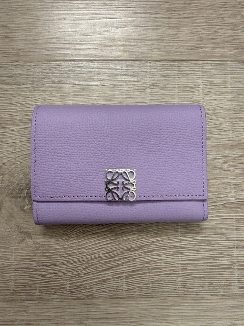 Loewe Anagram trifold wallet with zip in pebble grained calfskin